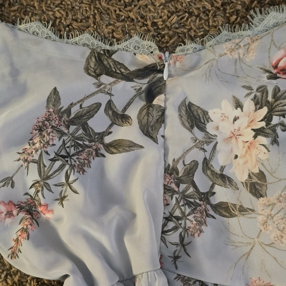 Lulus Floral Chiffon Dress – Light Blue, Size XL - Picture 5 of 6